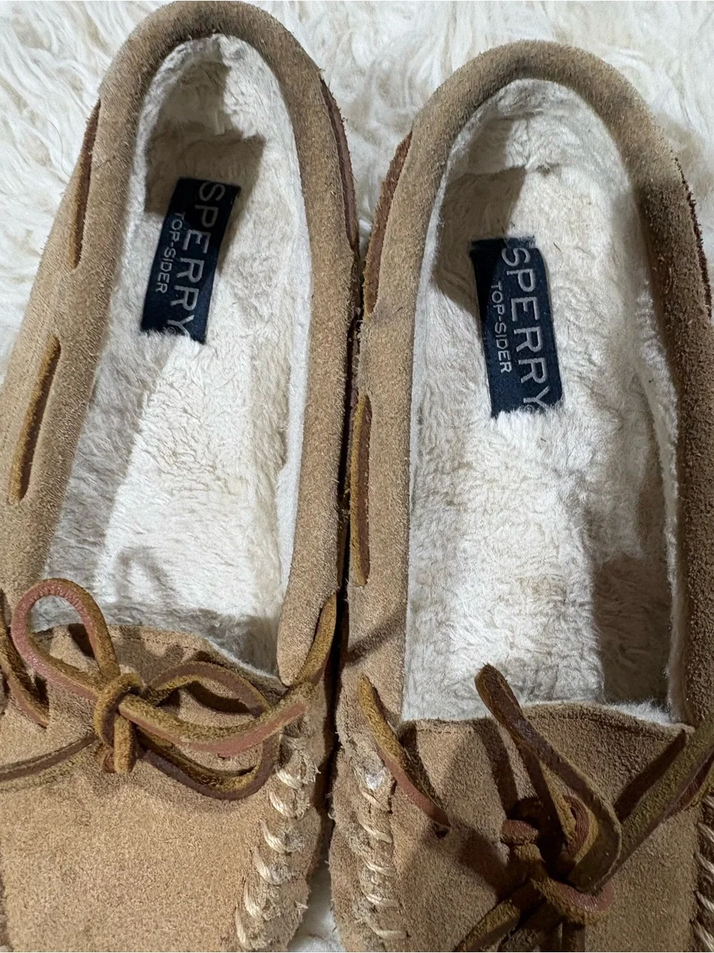 Sperry Tan Suede Moccasin Slippers